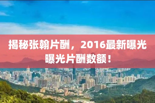 揭秘張翰片酬，2016最新曝光曝光片酬數(shù)額！