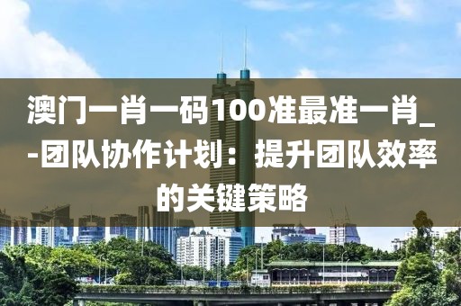 澳門(mén)一肖一碼100準(zhǔn)最準(zhǔn)一肖_-團(tuán)隊(duì)協(xié)作計(jì)劃：提升團(tuán)隊(duì)效率的關(guān)鍵策略