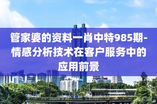 管家婆的資料一肖中特985期-情感分析技術(shù)在客戶服務(wù)中的應(yīng)用前景