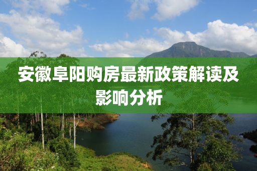 安徽阜陽購房最新政策解讀及影響分析