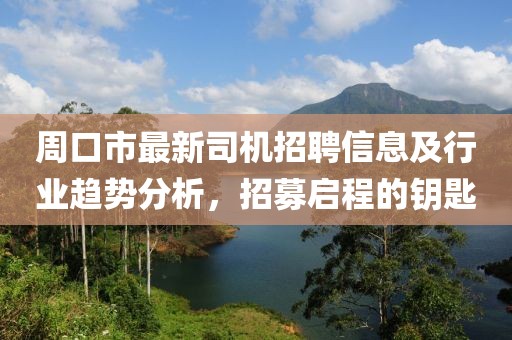 周口市最新司機招聘信息及行業(yè)趨勢分析，招募啟程的鑰匙