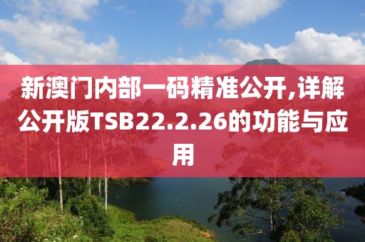 新澳門內(nèi)部一碼精準(zhǔn)公開,詳解公開版TSB22.2.26的功能與應(yīng)用