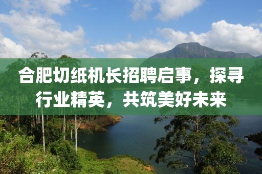 合肥切紙機長招聘啟事，探尋行業(yè)精英，共筑美好未來