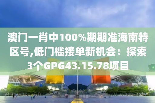 澳門一肖中100%期期準海南特區(qū)號,低門檻接單新機會：探索3個GPG43.15.78項目