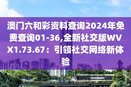 澳門六和彩資料查詢2024年免費(fèi)查詢01-36,全新社交版WVX1.73.67：引領(lǐng)社交網(wǎng)絡(luò)新體驗(yàn)