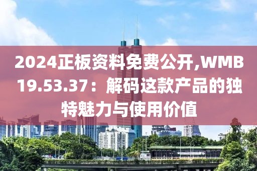 2024正板資料免費(fèi)公開(kāi),WMB19.53.37：解碼這款產(chǎn)品的獨(dú)特魅力與使用價(jià)值