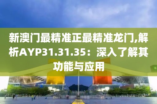 新澳門最精準(zhǔn)正最精準(zhǔn)龍門,解析AYP31.31.35：深入了解其功能與應(yīng)用