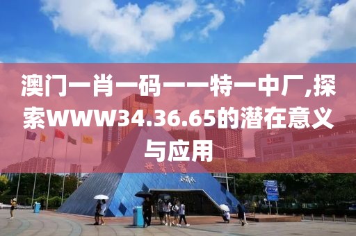 澳門一肖一碼一一特一中廠,探索WWW34.36.65的潛在意義與應(yīng)用