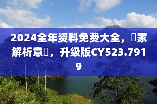 2024全年資料免費大全，專家解析意見，升級版CY523.7919